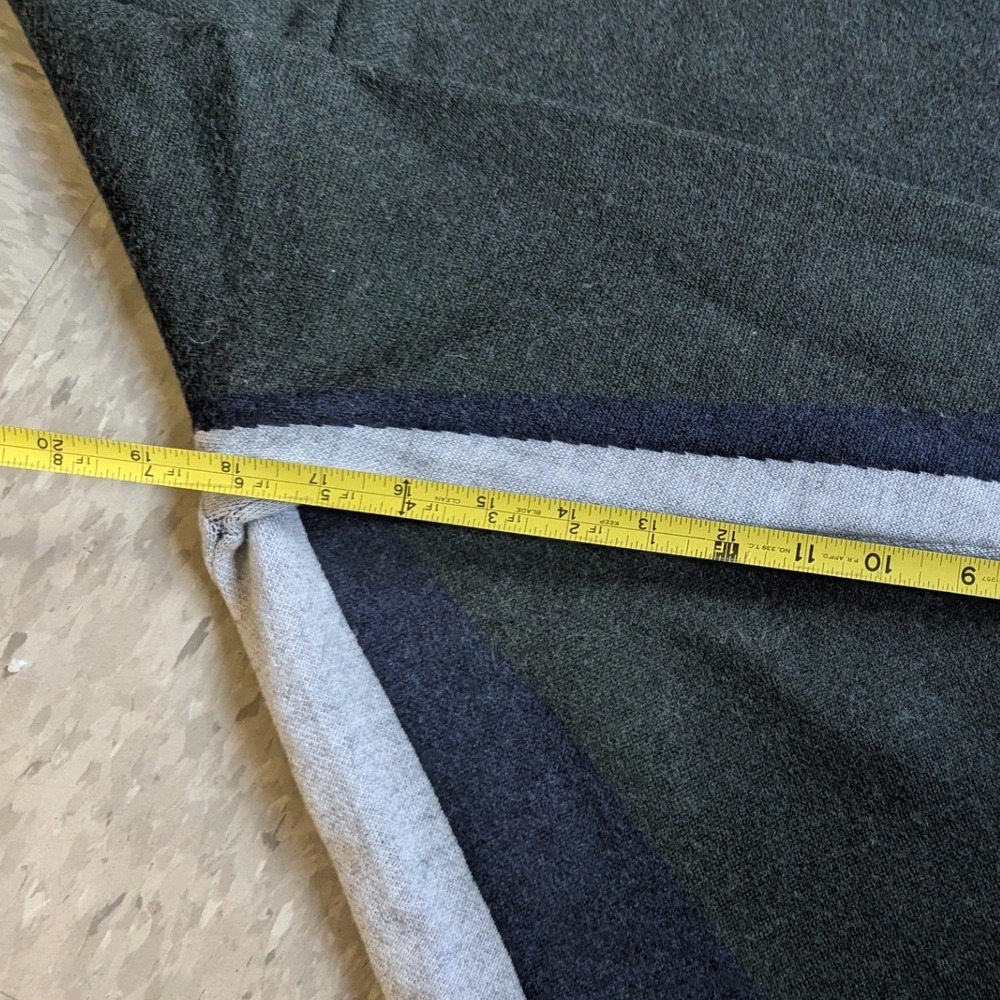 LNDR Merino Wool Colorblock Sweater Green Navy Grey M/L Made in Turkey Office - Picture 6 of 8